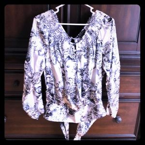 BCBGMAXAZRIA open back tie blouse